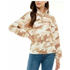 Derek Heart Cowl Neck Drawstring Camo Elastic Waist/Wrist